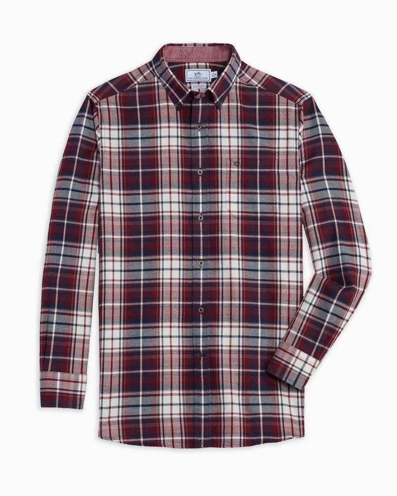 Men's Flannel Purser Plaid Long Sleeve Sportshirt