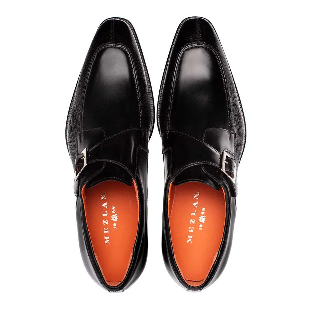 Mezlan Pego Monk Strap Black Deerskin Shoes