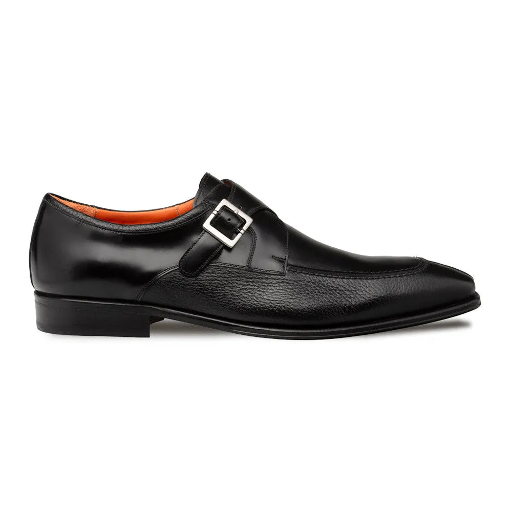 Mezlan Pego Monk Strap Black Deerskin Shoes