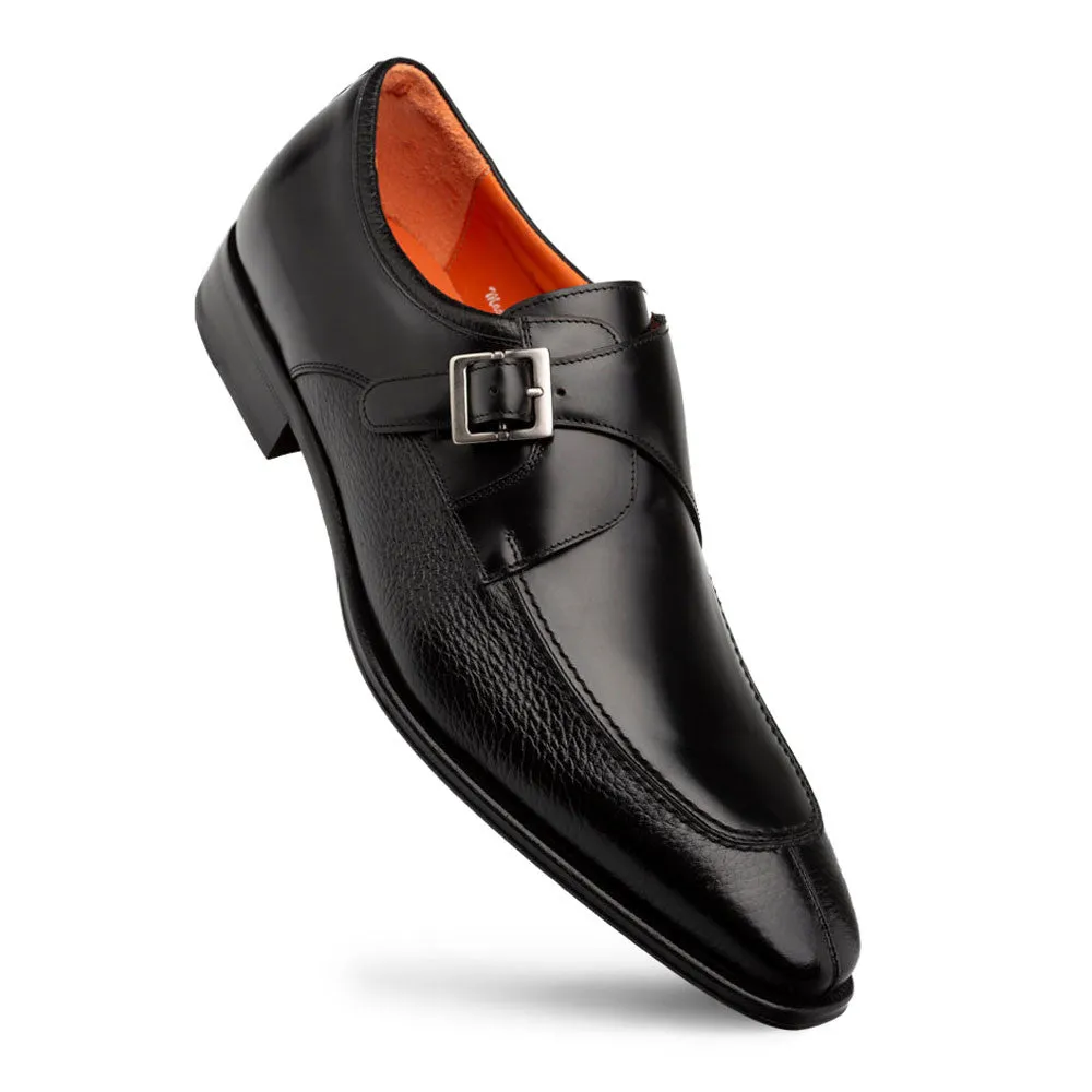 Mezlan Pego Monk Strap Black Deerskin Shoes