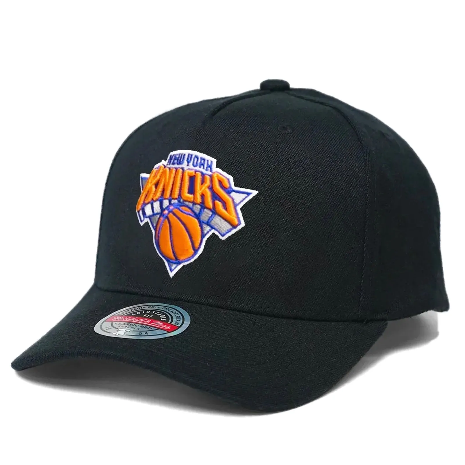 New York Knicks Logo Classic Red Snapback By Mitchell & Ness Black & Team Colour