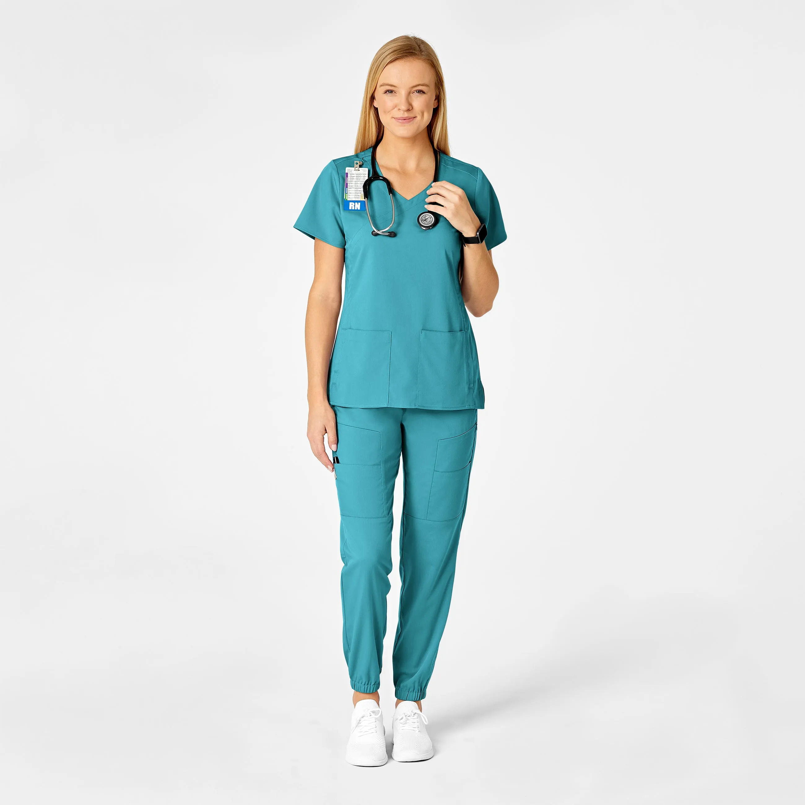 PRO Women's Slim Cargo Jogger Scrub Pant - Teal Blue