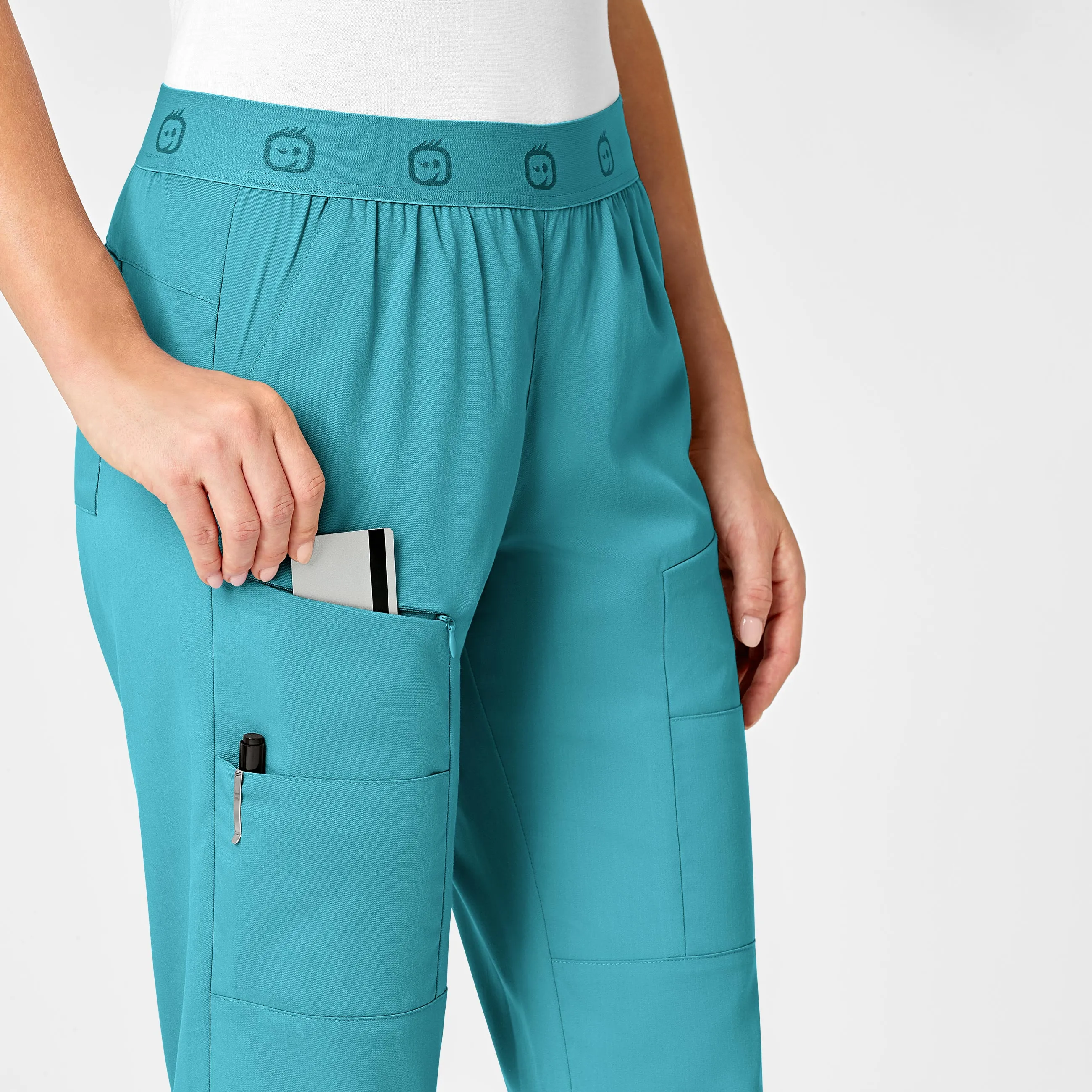 PRO Women's Slim Cargo Jogger Scrub Pant - Teal Blue