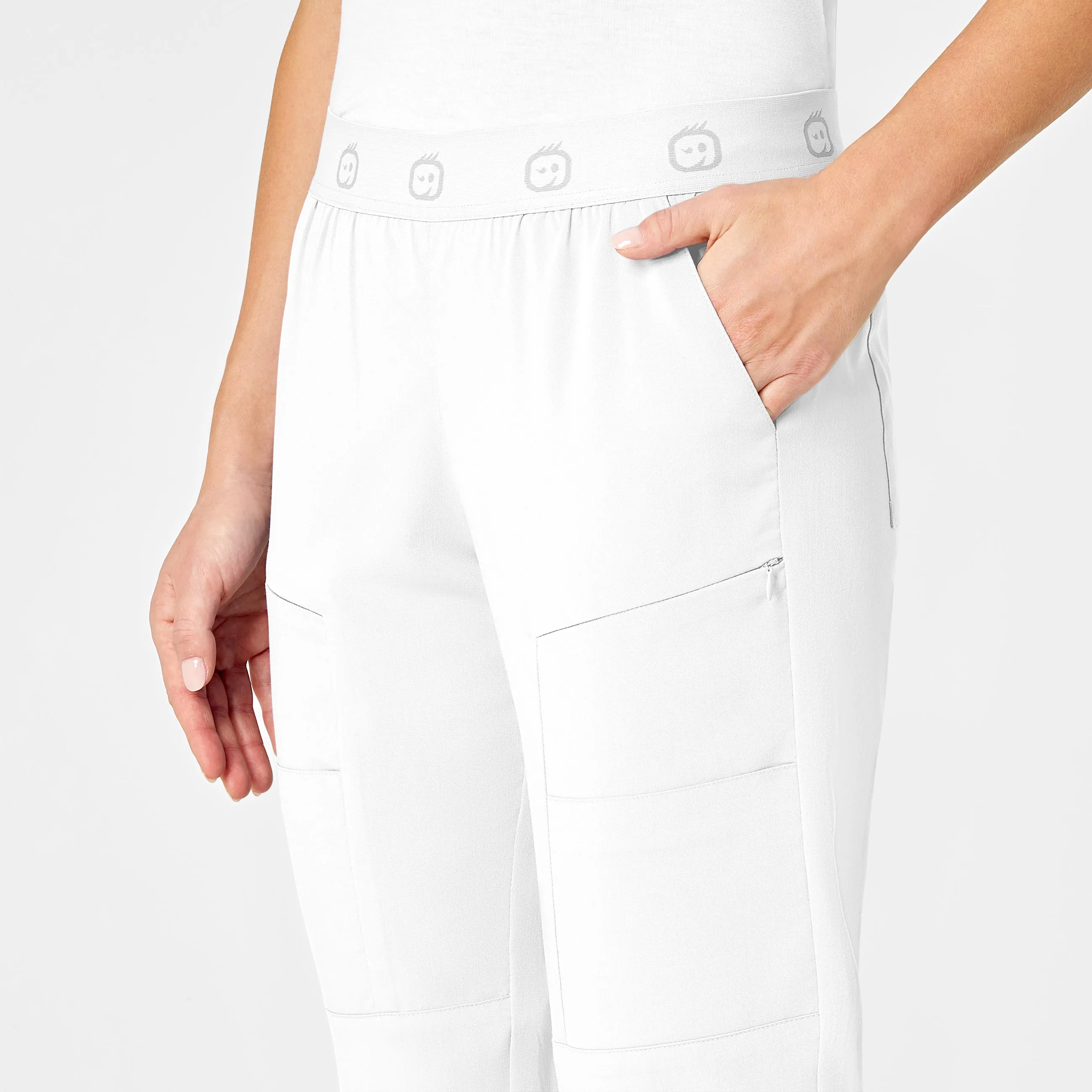 PRO Women's Slim Cargo Jogger Scrub Pant - White