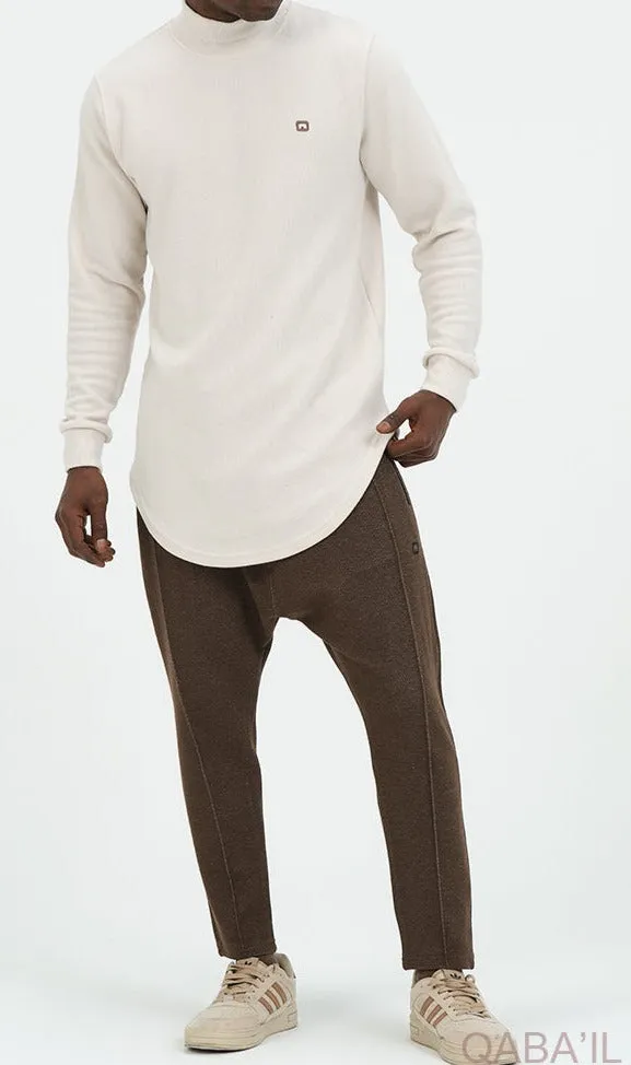 QL Longline High Collar Sweatshirt in Beige