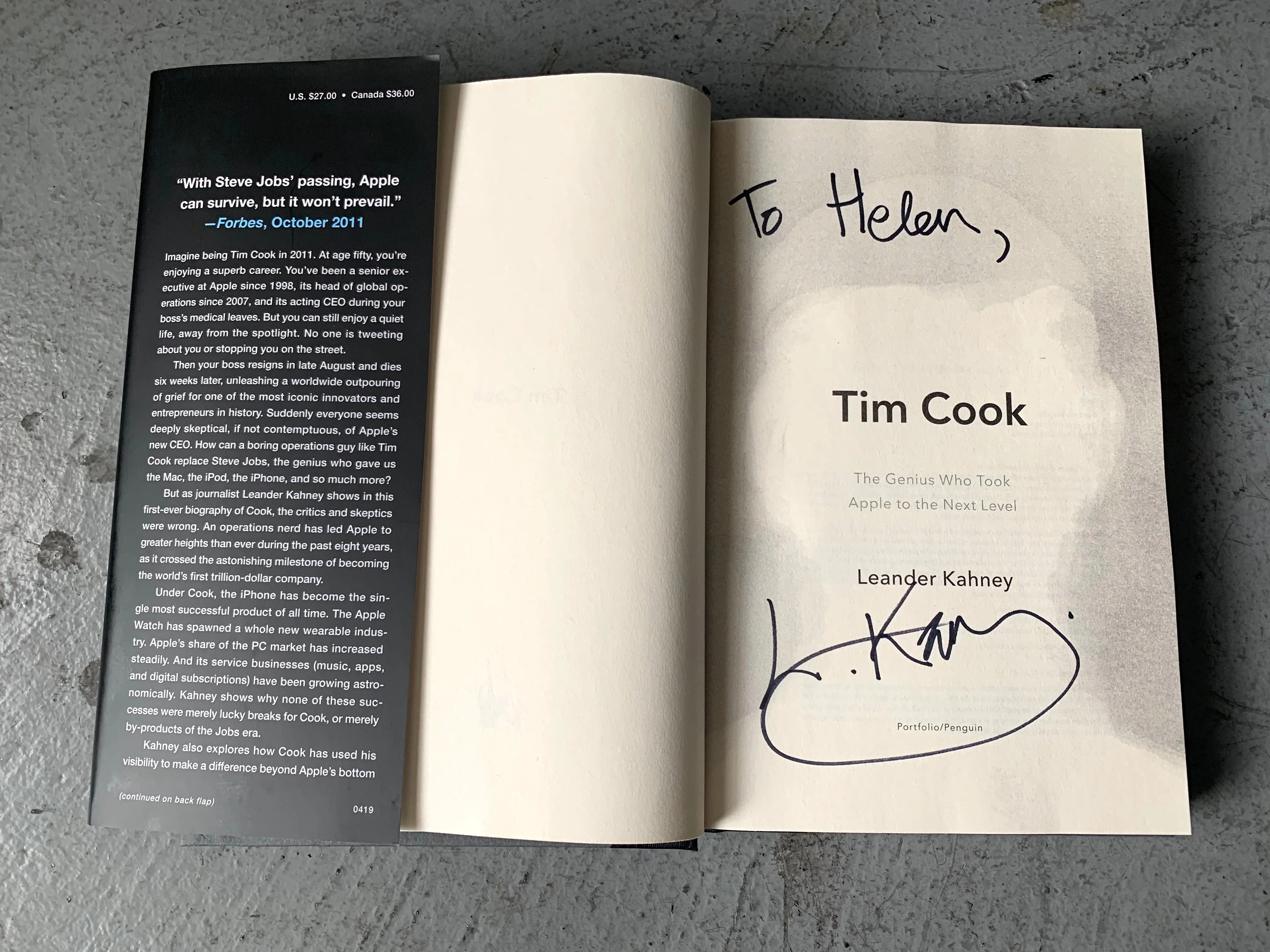 Signed copy of <em>Tim Cook: The Genius Who Took Apple to the Next Level</em>