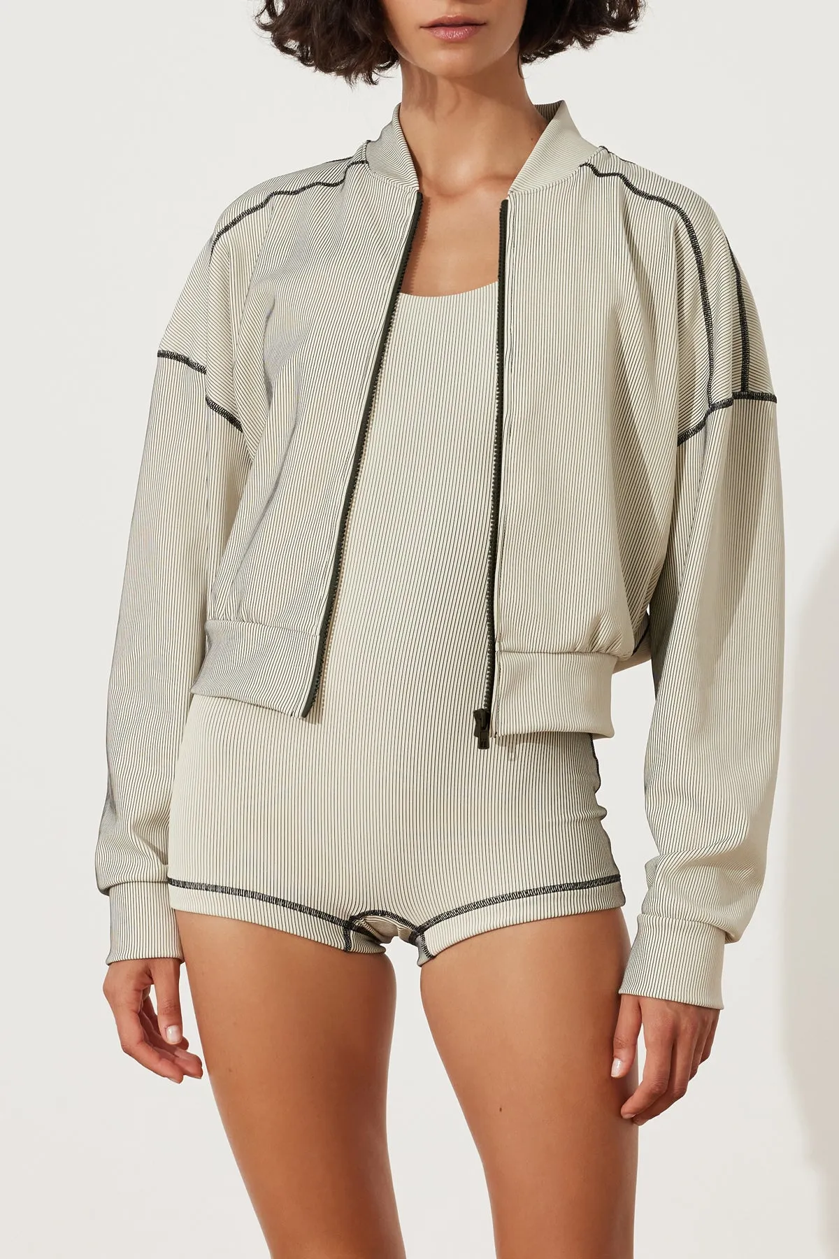 Stripe Rib Jacket - Coconut