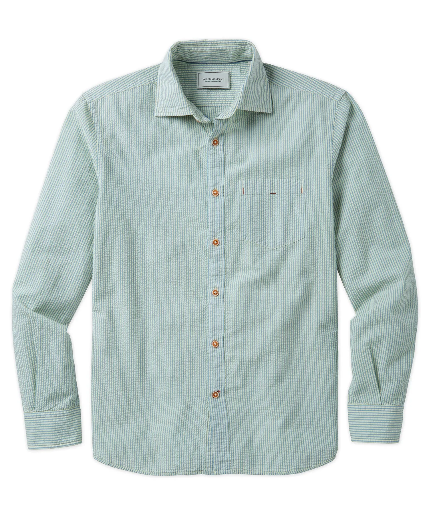 Stripe Seersucker Long-Sleeve Sport Shirt