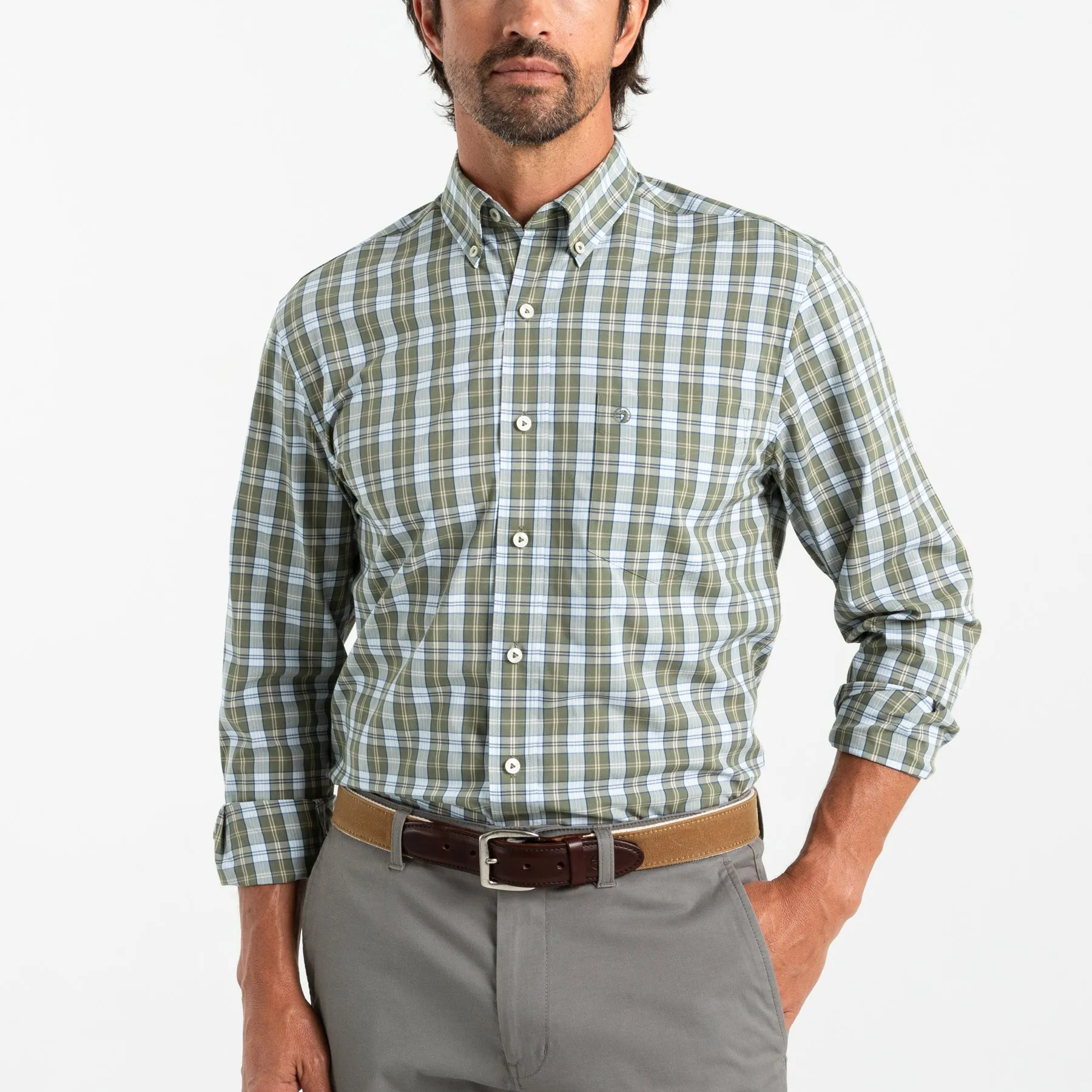 Wester Plaid Performance Poplin Sport Shirt