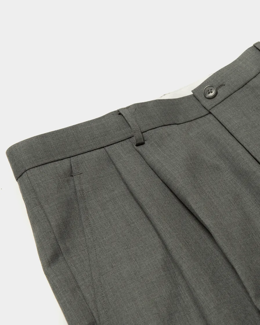 Worsted Wool Trousers-Grey