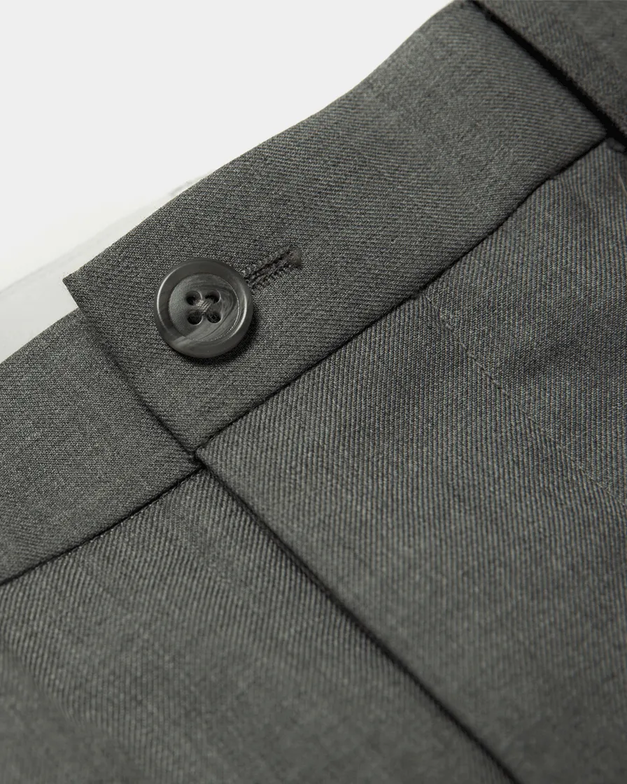 Worsted Wool Trousers-Grey